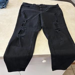 torrid sky high skinny womens black jeans distressed 22 tall